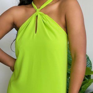 *BRAND NEW*NAKED ZEBRA LIME GREEN TWIST NECK DRESS